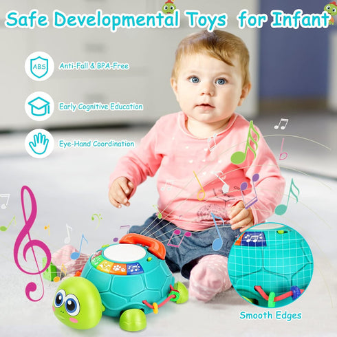 6 12 Tummy 7 8 9 10+ 4 5 6 12 Musical Turtle Baby Toys to Months, Infant Light up Music Toys Time Development, Crawling
