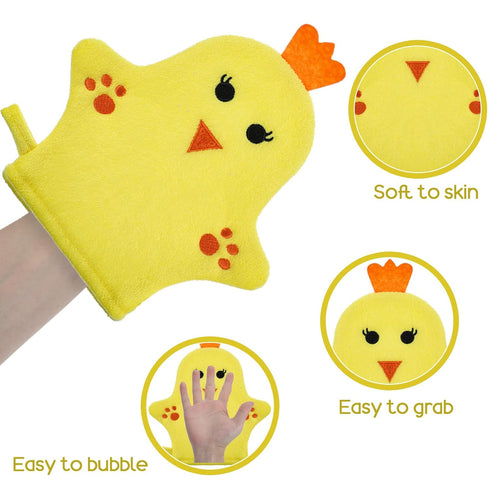FNANJWQ 2 PCS Baby Bath Mitt Washcloths Gloves Panda Chicken Toddler Soft Washcloths for Kids Designed in Cute Animal