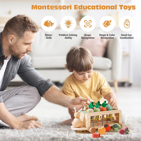 OESSUF Montessori Toys Toddlers Wooden Educational Toys for Baby Boys Girls, Shape Sorting & Matching Fine Motor Skills