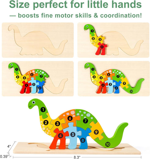 YySiRui 9 3-5 3-5 Pieces Montessori Wooden Puzzles for Toddlers - Jigsaw Puzzles in Gift Box, Educational Learning Toys