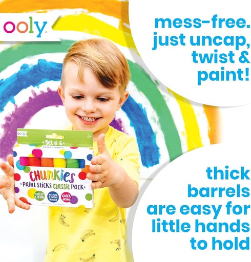 6 Set, Ooly Chunkies Pastel Paint Sticks For Kids, Tempera Paint Sticks Pastel Colors No Mess Quick Drying Art Supplies