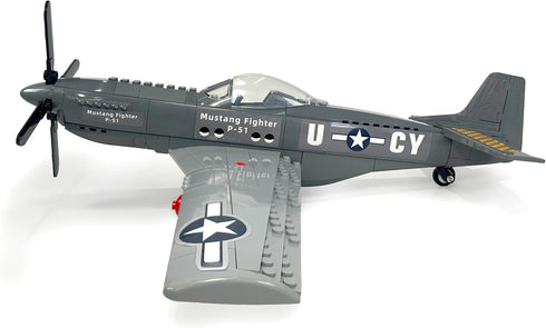 P-51 Set, 258 1:25 GJ-P51 General Jim's WWII US Mustang Historical Fighter Plane Brick Building Blocks Pieces, Scale