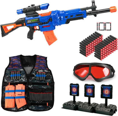 Bigpower Electric Kids Toy Sniper Rifle with Scope - Tactical Vest Kit, 4 in 1 Automatic Sniper Rifle Toy Guns for Boys