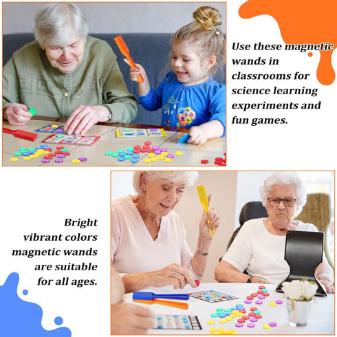 1212 Pcs Magnetic Bingo Wands with Chips - Rainbow Set for Kids Learning, Science, Counting, Sorting Activities
