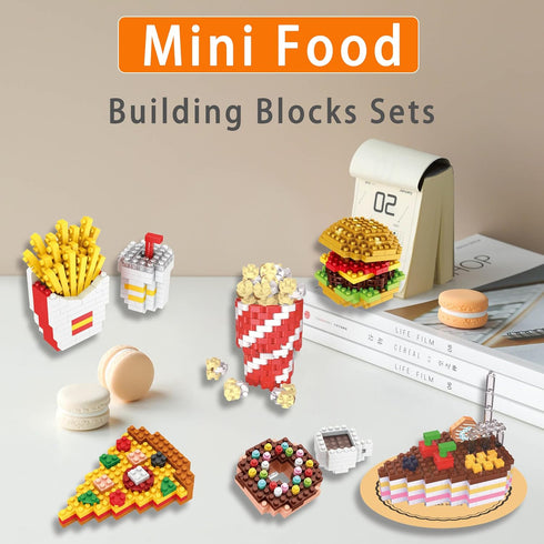 Sets 6 Packs Mini Building Blocks Fast Food - Micro Mini Blocks Toys for Adult, Bricks Kit for Party Favors, Goodie