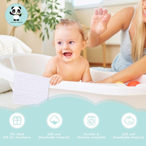 20 Pack 6-Layers 100% 20" X10") HIPHOP PANDA Muslin Burp Cloths Large - Durable Cotton - Baby Essentials Extra
