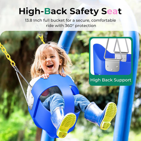 Swingset DECORLIFE Toddler Swing Seat, Outdoor Baby Swing with Coated Chains, Heavy Duty High Back Full Bucket Swing