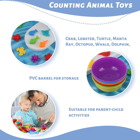AMOR PRESENT 64PCS Counting Animals for Toddlers, Ocean Animal Matching Game Montessori Educational Toys