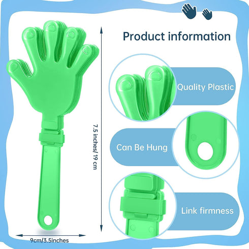ZCYSRLQIN 100 7.5 Inch Pieces Lime Green Hand Clappers Clappers Noisemakers Noise Makers Party Favors Plastic Clapper