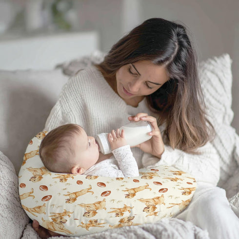 Wicbfdfv Cute Dogs American Football Nursing Pillow Cover Stretchy Removable for Baby Girls Boys Puppy Dog Baseball
