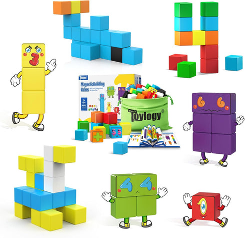 Magnetic Blocks World Building Blocks Edition, STEM Educational Montessori Sensory Learning Toddlers