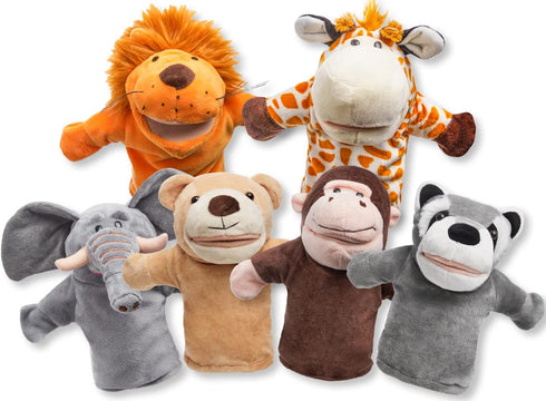 JOYIN 6Pcs Kids Hand Puppet Set - Toddler Animal Plush Toys for Show Theater, Birthday Gifts