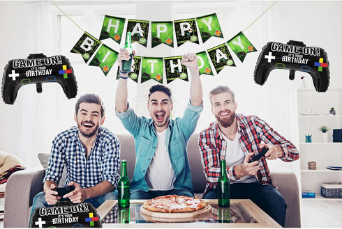 Gejoy 8 Pcs Video Game Party Balloons, 23.6 x 15.7 Inch Aluminum Foil Balloons for Gamer Birthday Decoration