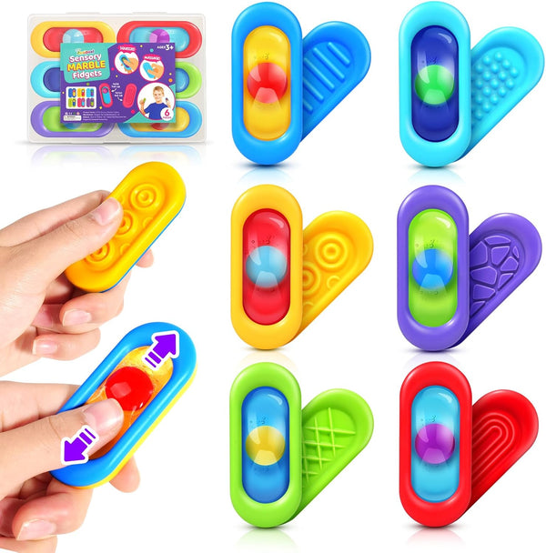 Sensory Marble Fidget Toys for Kids- 6 Pcs Quiet Fidget for Classroom,