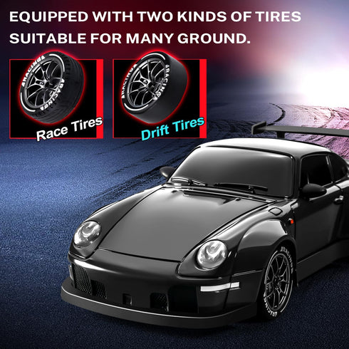 ACAMMZAR 1:24 20KM/H 4WD RC Drift Car, Remote Control Car for Kids, High Speed RC Cars with Lights, Extra Racing Tires