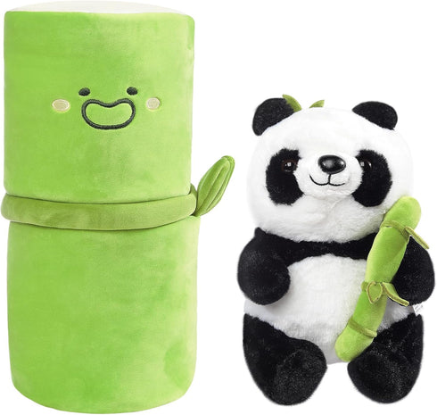 Emoin Panda Stuffed Animals 11.8 Inch Bamboo Plush Toy, Panda Pillow, Plush Panda Bear Doll Gifts for Boys Girls