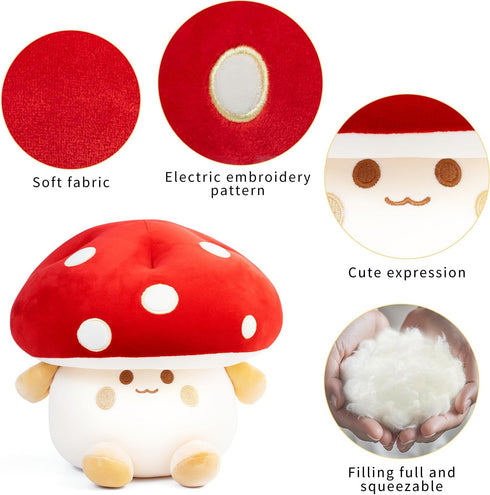 Nuokin 12 inch Mushroom Plush Toys Cute Stuffed Mushroom Pillow Stuffed Toy Birthday Present Home Decor Halloween