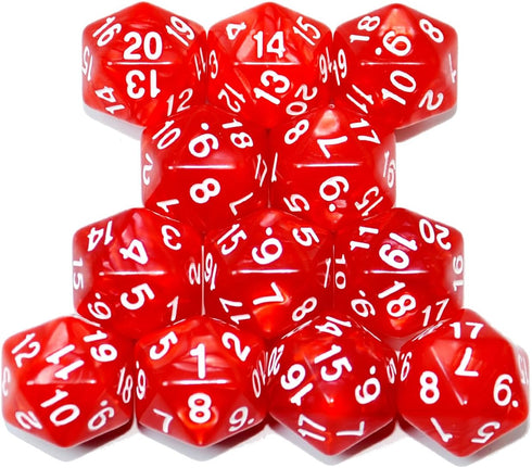 12-Pack 20 D20 SmartDealsPro Sided Dice Pearl Large Polyhedral Spin Down Dice Die with Pouch for DND RPG MTG Table Game