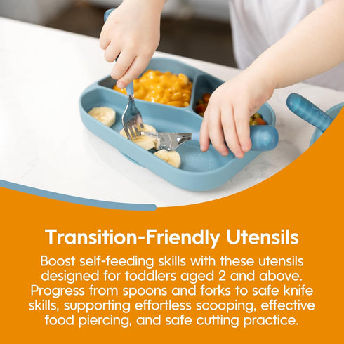 NumNum Toddler Utensils - Pre-Spoon, Fork, Spoon & Knife GOOtensils, 4th Stage Silverware Feeding Kids Aged 2+ Years,