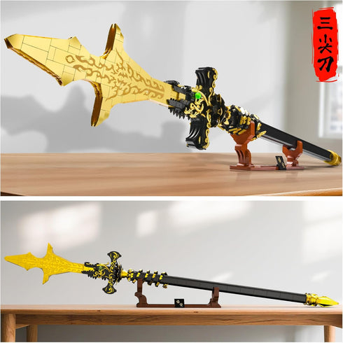Set Adult,46in 14(904 SATHIBI Demon Swords Building for Long Knife Building Block Model Kit with Stand,Anime
