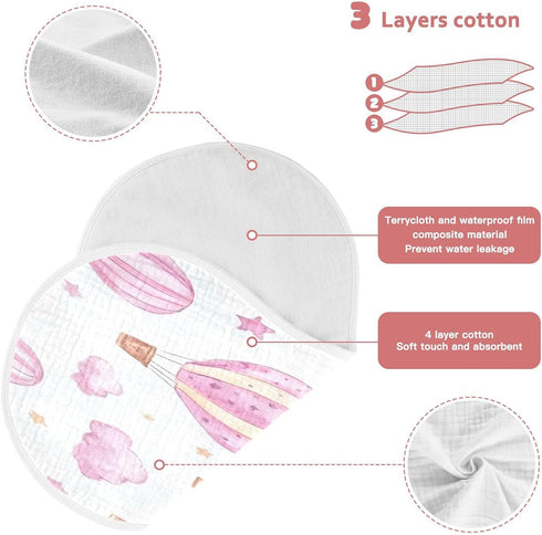 YETTASBIN Hot Air Balloons Muslin Baby Burp Cloth, Super Soft Absorbent Cotton Burp Rag Baby Bibs Feeding Cloth
