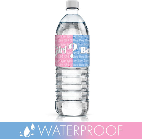 Gender Reveal Water Bottle Labels, 20 Count Pink and Blue Team Boy or Team Girl Stickers