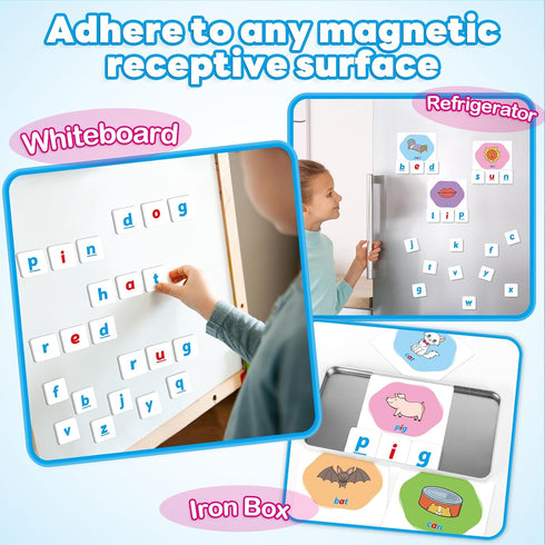 CVC Word Games, Magnetic Letters & Flash Cards, Phonics Games, Alphabet Learning Toys for Kids, Speech Therapy