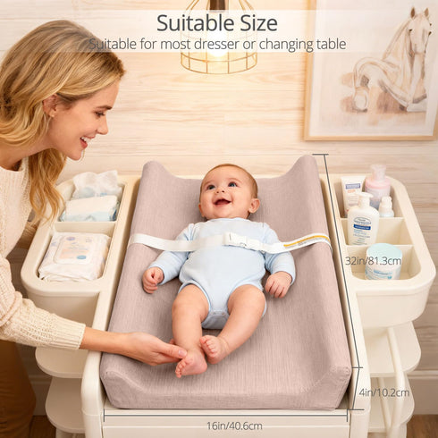 2 Pack 32" 16.6" Muslin Baby Changing Pad, Muslin Soft Cotton Covers & Waterproof Lining Foam Diaper Changing Table Pad
