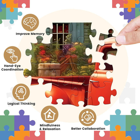 1000 Piece Puzzle for Adults - Wooden Jigsaw Puzzles, House in The Countryside, Educational Toys