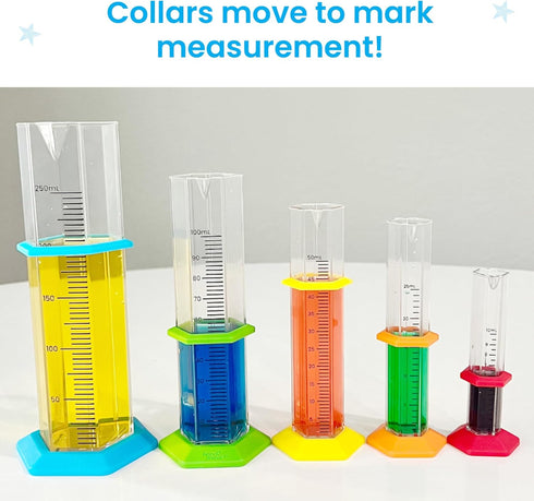 hand2mind Starter Science Graduated Cylinder Set - Science Lab Equipment for Kids, Educational Chemistry Kits (Set of 5)