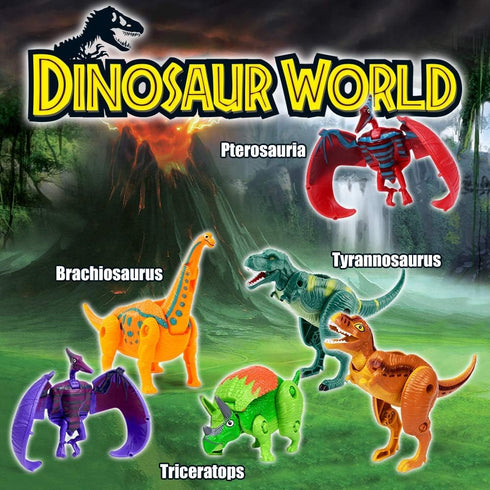 6 Pack OCATO Easter Eggs Filled with Dinosaur Toys Jumbo Deformation Dinosaur Eggs Easters Egg Fillers Plastic Surprise