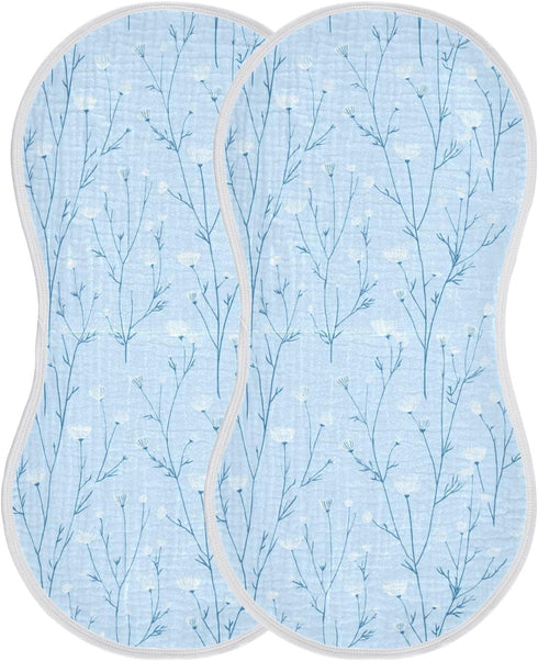 decor gift 4 Pack 22x11in Cotton Burp Cloths Muslin Easy Care Wildflower Pastel Blue Baby spit up Rags for Babies boy