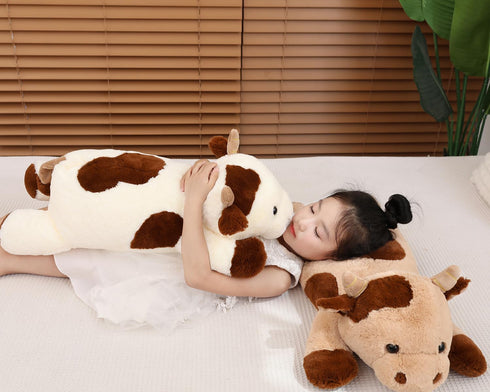 25.6 inch 5 lbs Cow Weighted Stuffed Animal Large Plush Toy Pillow Cute Kawaii Gifts for Kids Adults
