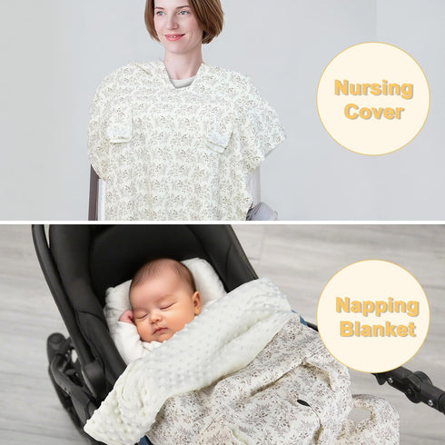 YOQIE 2-in-1 Summer Baby Car Seat Cover & Canopy | Mom Nursing Cover, Easy Install Shield | Multi-Purpose for Winter