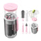 Travel Baby Bottle Brush Set with Extendable Liquid Silicone Brush, Nipple Brush, Drying Rack, Straw Cleaner, Soap