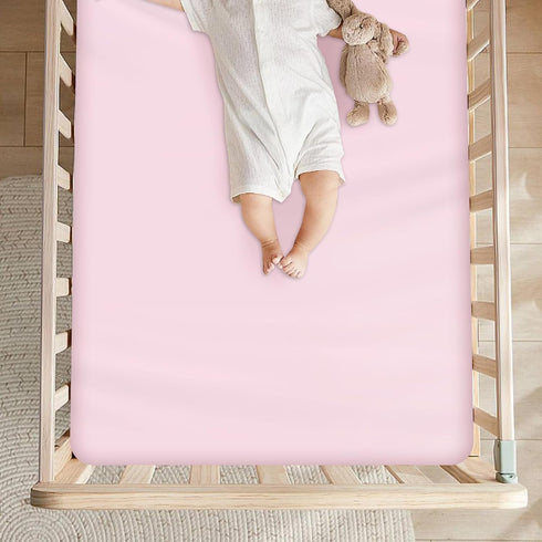 Magik & Kover 4 Pack, Set Mini Crib Sheets Girl Baby Crib Sheet for Mini Crib Mattress and Playard Mattress, Soft
