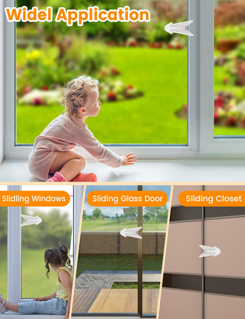 4PACK Sliding Glass Door Lock, Baby Proofing Window Door Locks Security Bar for Kids Patio Closet Doors