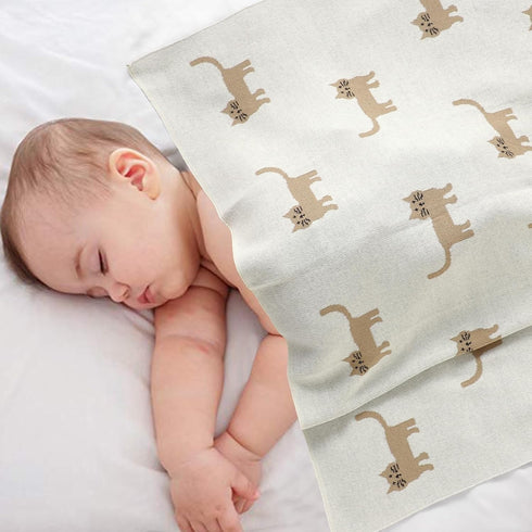 40 30 inches Hadetoto Baby Blankets for Boys and Girls, Newborn Knitted Cotton Swaddle Blankets Neutral Crochet