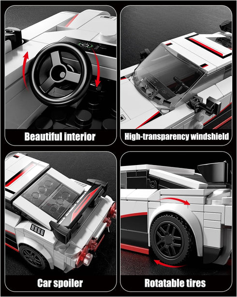 TYCOLE Set 6+ (317PCS) Super Sports Car Building Block with Display Case, Speed Race Cars Building Toys, Collectible