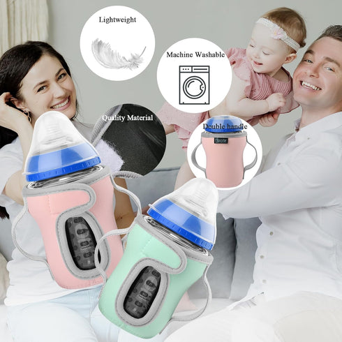 Beautyflier 9oz 3.8mm Glass Baby Bottle Sleeve Covers for Nature Baby Bottles with Dual Handle, Thicken Heat and Cold