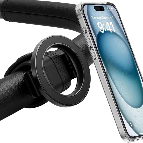 Lusinus Magnetic Stroller Phone Holder Compatible with MagSafe, One-Hand Adjustable Strap Mount for