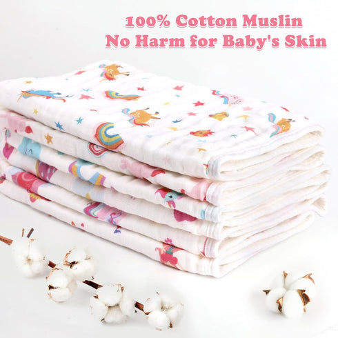 6 Pack 100% 20''x12'' 6 decalsweet Baby Burp Cloths Muslin Washcloths Muslin Burp Cloths Cotton Large Soft Layers Baby