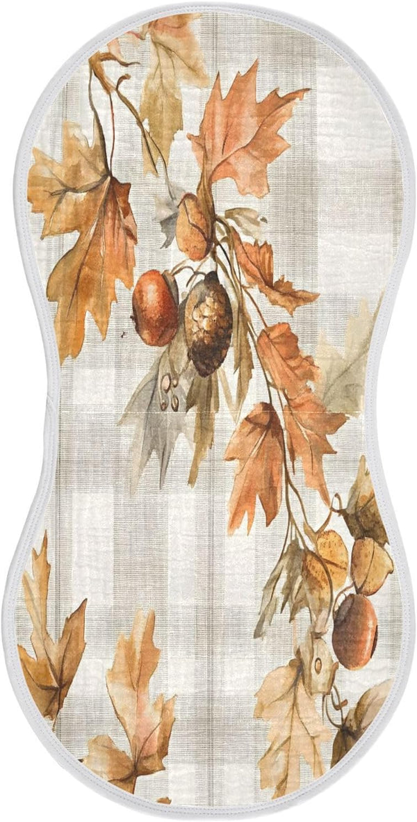 YETTASBIN Autumn Maple Leaves Muslin Baby Burp Cloth, Super Soft Absorbent Cotton Burp