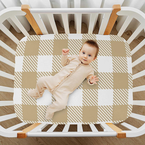 J JOYSAY Bed,39 27 Khaki Buffalo Plaid Check Fitted Crib Sheet for Boys Girls Baby Crib Sheet Crib Mattress Sheet Baby