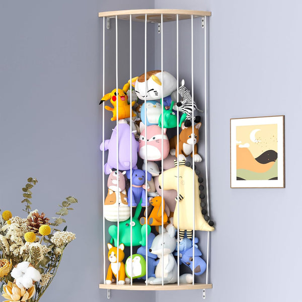 Upgraded Stuffed Animal Storage Organizer, Stuffed Animal Hammock Corner & Net for Plushie Toys with Moon Zoo Pattern