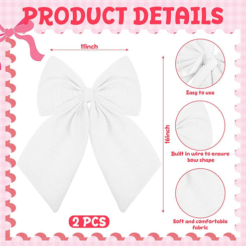 2 11 16 inch Riceshoot Pcs Large Crib Bows x Coquette Bow Decorations for Nursery Crib Canopy Bed Large Bow Room