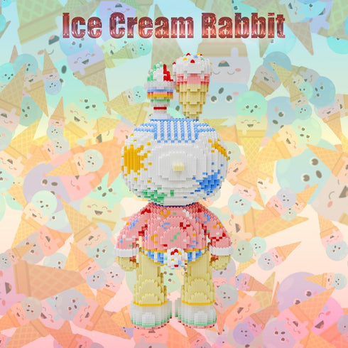 Animal Ice Cream Rabbit Micro Building Blocks Set (8000PCS, 55cm High) - Gift for Adults and Kids