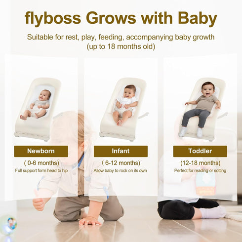 3-in-1 4 33 lbs Portable Baby Bouncer & Rocker Chair for Newborn to Toddler - Adjustable Recline Positions, Breathable
