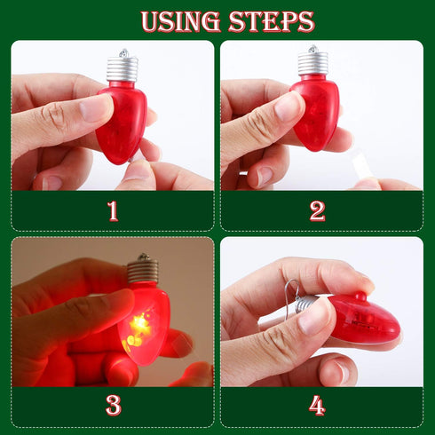 Hicarer 2 Pairs Light-up Bulb Earrings | LED Bulb Christmas Earrings & 2 Pieces Flashing Necklaces for Holiday Favors