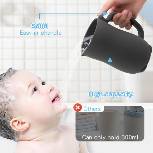 mandoo Baby Bath Rinse Cup - Food Grade Silicone - Shampoo & Body Washing Rinser Cup for Kids with Easy Grip Handle